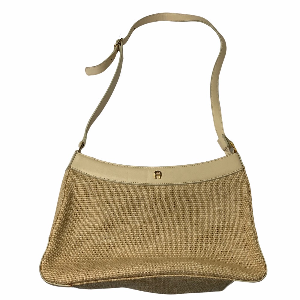 Etienne Aigner Vintage Cream Jute Shoulder Bag